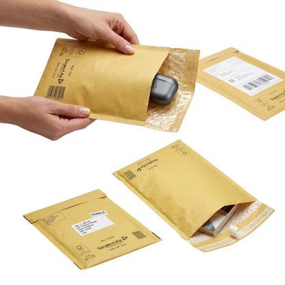 A000 / A/000 Gold Padded Bubble Mailers | 110x160mm | Lightweight Protective Envelopes | Pack of 100